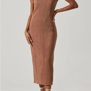 ASTR the Label Sleeveless Knit Midi Dress in rust, size S
